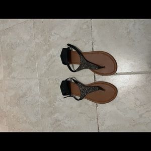 Black sparkly sandals